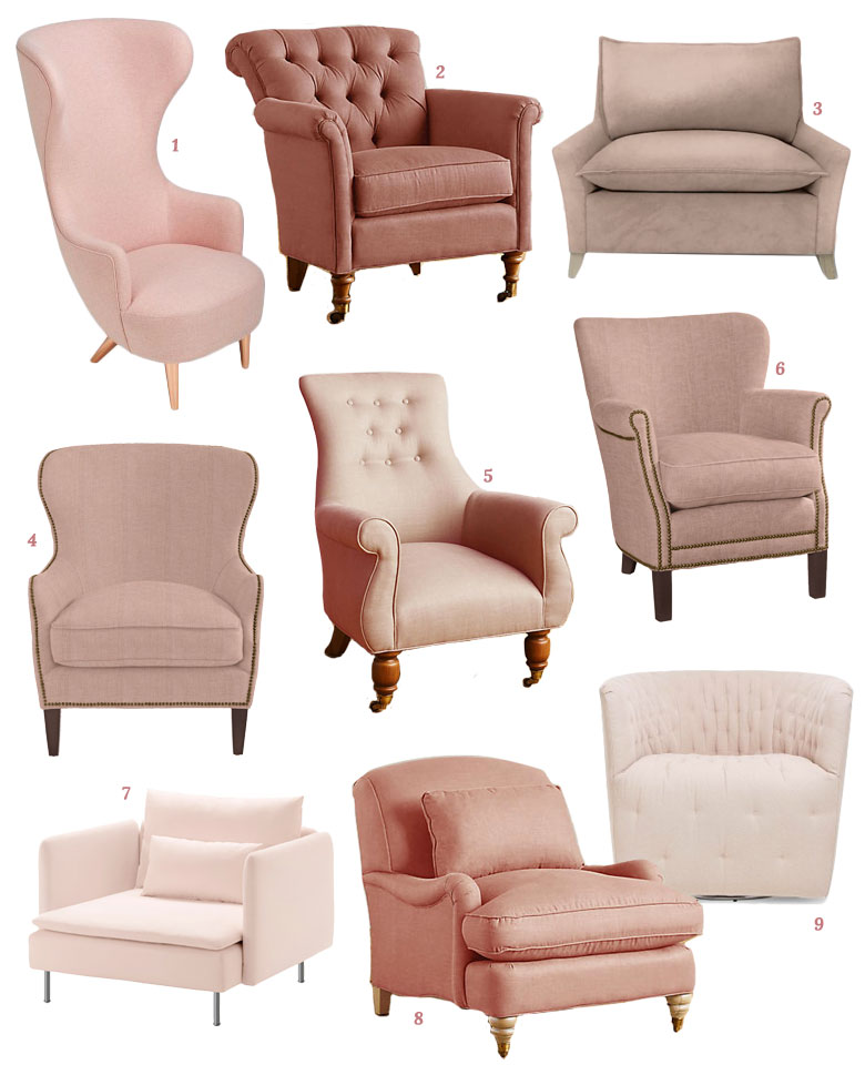 9 Pink Upholstered Armchairs | Making it Lovely