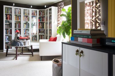 Home Library, Brown Walls, White IKEA Billy Bookshelves | Making it Lovely