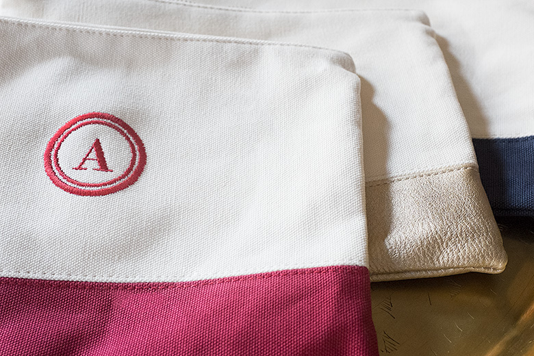 Embroidered Initial Canvas Pouches from Shutterfly