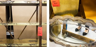 Jayson Home Warehouse Sale | Brass Shelving, Scalloped Mirror