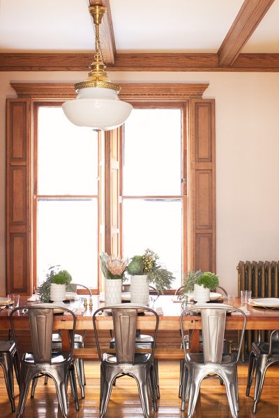 Subtle Pink Dining Room with Wood Trim, Making it Lovely