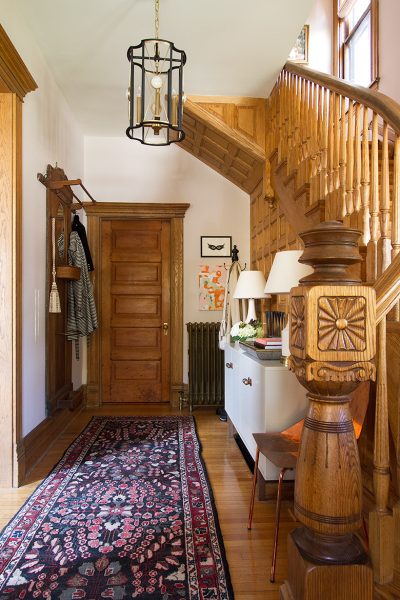 Victorian Oak Paneling Entry and Stairway | Making it Lovely, One Room Challenge