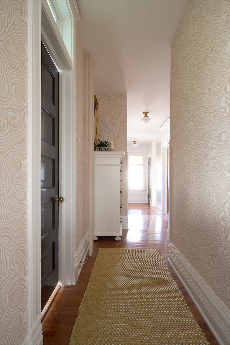 Wallpapered Hallway in Progress | Making it Lovely, One Room Challenge