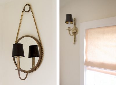 Sconces with Black Chandelier Shades | Making it Lovely, One Room Challenge