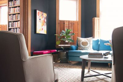 Black Walls, Cream and Pink Moroccan Rug | Making it Lovely