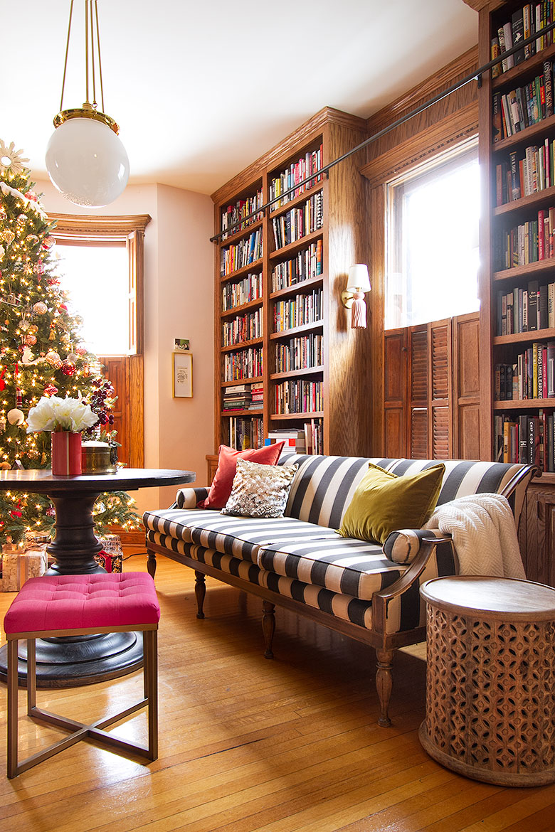 Home Library with Christmas Tree | Making it Lovely