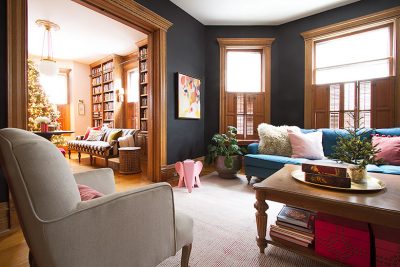 Living Room, Looking Toward Home Library with Christmas Tree | Making it Lovely