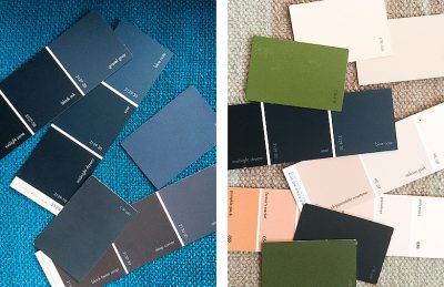 Blue, Green, and Pink Paint Swatches