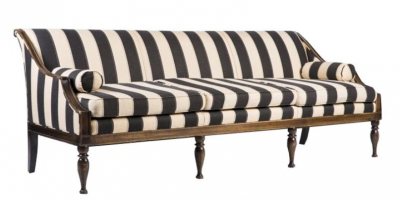 Black & White Striped Antique Sofa, Chairish