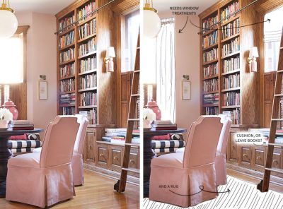The library needs window treatments and a rug. | Making it Lovely