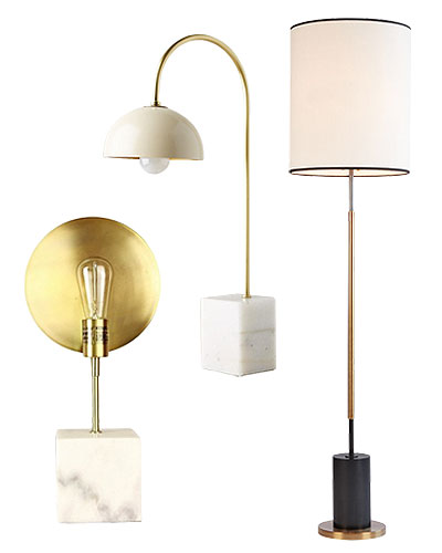 Lamps with Marble and/or Brass Accents