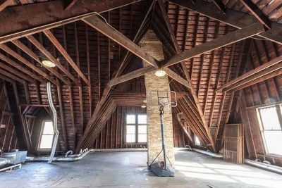 An attic big enough for a game of basketball.