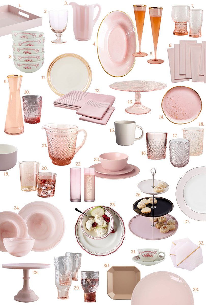Pink Tabletop (Glasses, Dishes and Dinnerware, Serving Pieces, and More) | Making it Lovely
