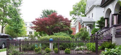 Side View, Front Yard with Antique Iron Victorian Fence
