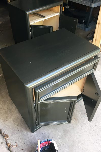 Vintage Nighstands Being Painted Black