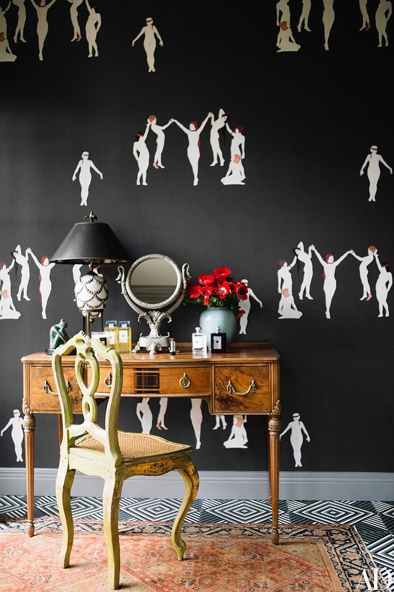 Karen Elson's Home Tour with Coven Wallpaper by Maison C