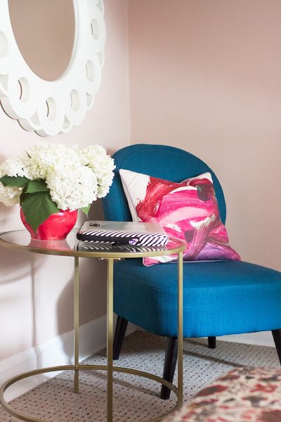 Teal Chair, Peachy Pink Walls