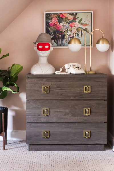 Wooden Dresser with Brass Pulls