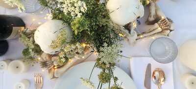 Dîner en Blanc Gothic White Table with Skeletons | Making it Lovely