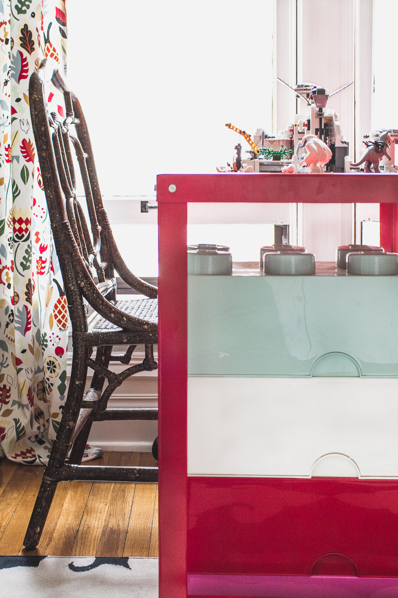 Vintage Chinoiserie Chair, Red Metal Desk, LEGO Storage Bricks | Making it Lovely