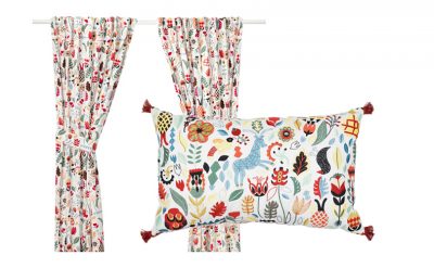 RÖDARV Curtains and Embroidered Pillow from IKEA