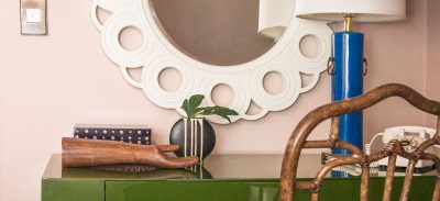 Green Parsons Desk, Pink Guest Bedroom | Making it Lovely