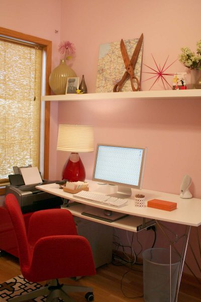 Red IKEA Desk Chair, Pink Home Office