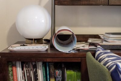 Globe Lamp on Modular Office Storage