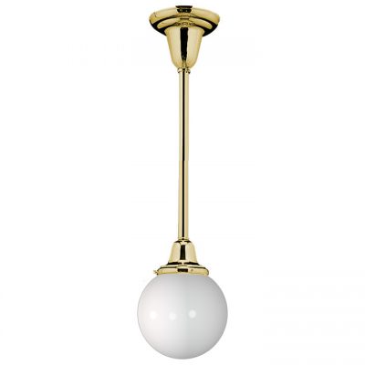 Rose City 3-1/4" Brass Pendant with Round Globe Milk Glass Shade, Rejuvenation