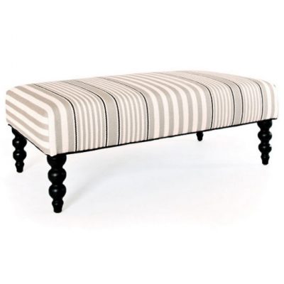 Rugby Platinum Stripe Rug Ottoman, Annie Selke