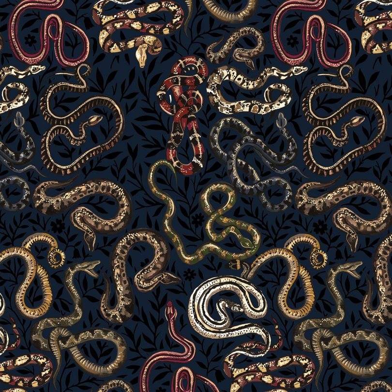 Serpentine Black Wallpaper, House of Hackney