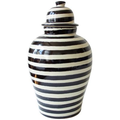 Tibor Black Striped Ginger Jar