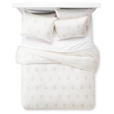 Embroidered Diamond Duvet & Sham Set Almond Cream - Nate Berkus, Target