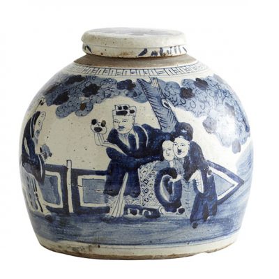Blue and White Covered Ginger Jar