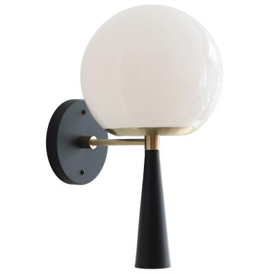 Cedar & Moss Audrey 8" Sconce, Black, Opal Glass Globe Shade