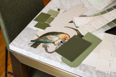 Milton & King Wallpaper, Green and Pink Paint Swatches