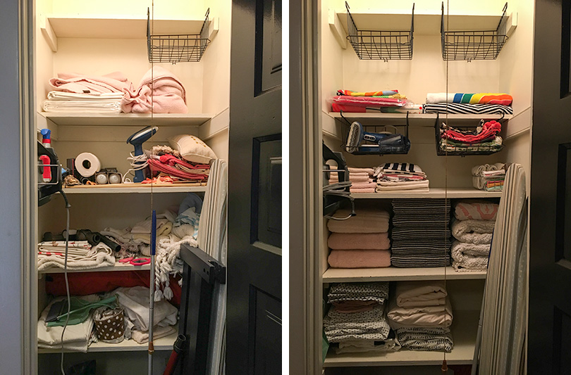 Before and After Linen Closet Organization