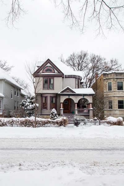 Snowy Oak Park Victorian Queen Anne House