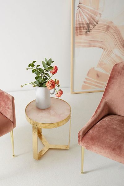 Pink Rose Quartz Lirit Side Table, Anthropologie