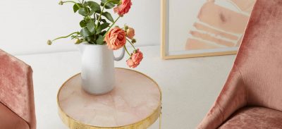 Pink Rose Quartz Lirit Side Table, Anthropologie