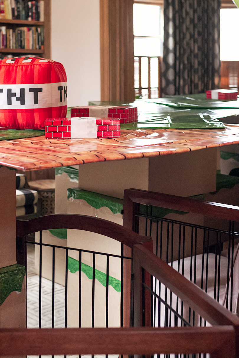 Minecraft Kid's Birthday Party - Fort with Blocks and TNT