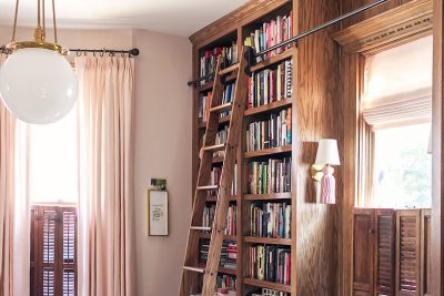 Pale Pink Linen Custom Window Treatments from The Shade Store | Making it Lovely - Home Library