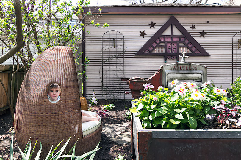 Backyard with an Egg Chair