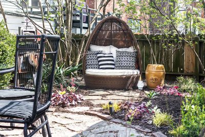 Egg Chair with Flagstone Path