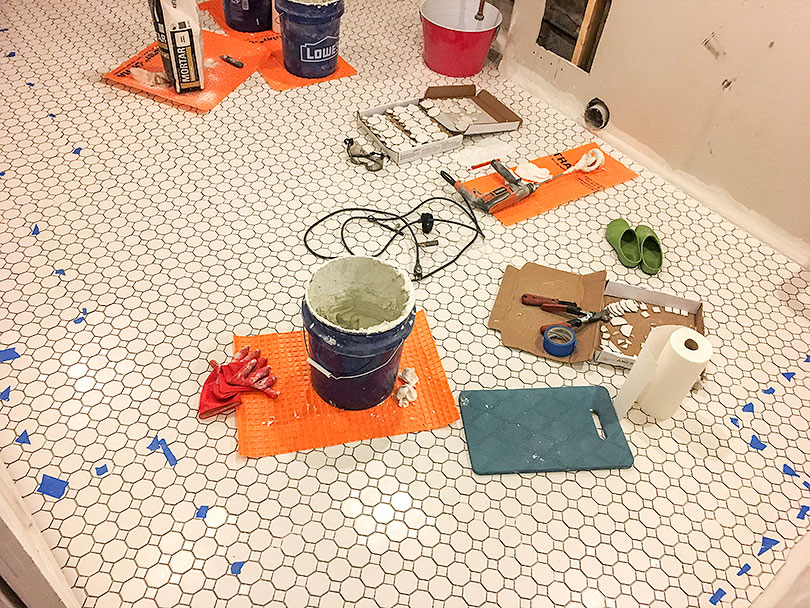 Tiling the Basement Laundry Room