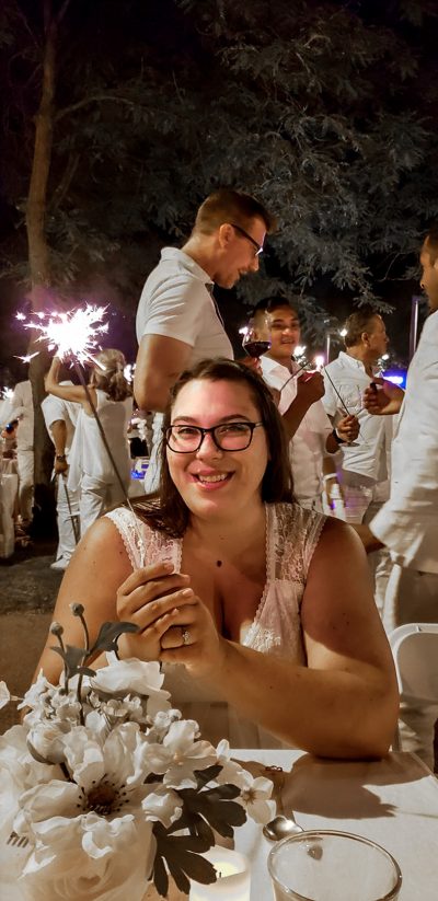 Ashley with Sparklers at Dîner en Blanc Chicago 2018
