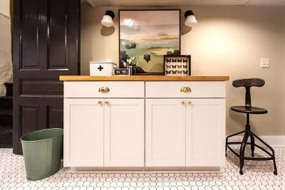 Storage Cabinets and Folding Laundry Space, Counter Stool