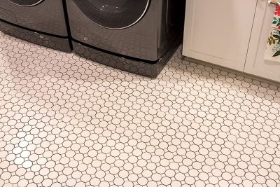 Octagon and Dot Tile from Lowe's in Laundry Room | Making it Lovely