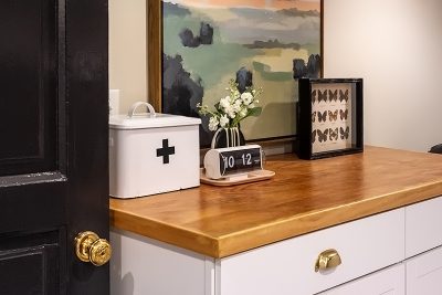 Cabinets with DIY Plywood Countertop