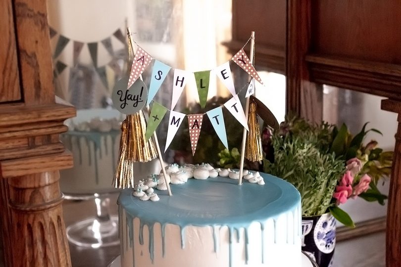 Baby Shower Cake with Bunting Topper